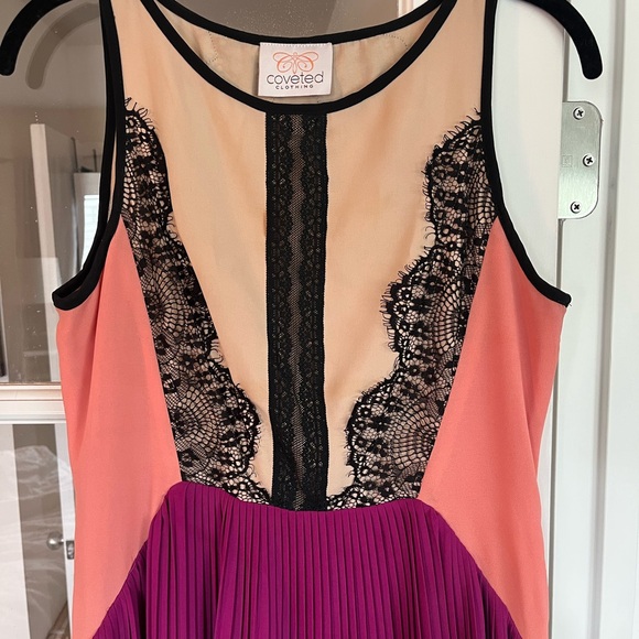 Coveted Clothing Lace Trim High-Low Dress - Picture 2 of 4